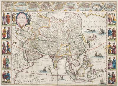 Willem Janszoon Blaeu (1571-1638) - ASIA NOVITER DILENEATA, 17TH CENT MAP BY WILLEM BLAUE. Willem 
