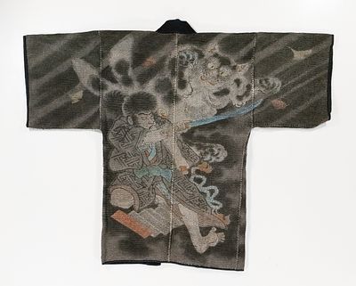 A FINE JAPANESE FIREMAN'S COAT W/ SAMURAI, ADAIR ESTATE. The rare 19th century 'firefighter's' 