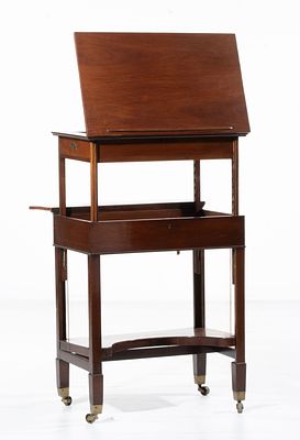 AN ADJUSTABLE 19TH CENTURY STANDING ARCHITECT'S TABLE. The unusual adjustable work table with 