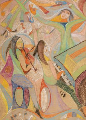 Gabriella Polony Mountain (Kansas City 1918-2020) - GABRIELLA POLONY MOUNTAIN (1918-2020) MIXED MEDIA. 
