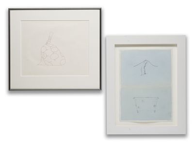 LORD MAYOR (YELLOW SUBMARINE) AND CORIN HEWITT. Two finely framed works on paper: 1. Lord Mayer 