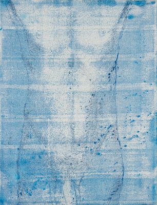 RONALD SLOWINSKI (1932-2023) UNUSUAL FIGURATIVE ACRYLIC. The grid-based acrylic appears to have 