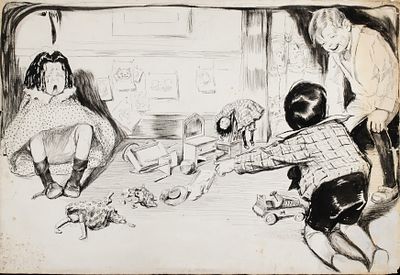 Cecil Rose O'Neill (1874-1944) - ROSE O'NEILL INDIA INK ILLUSTRATION ATTR PUCK MAGAZINE. Cecil Rose 