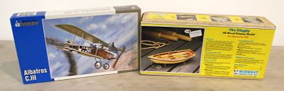 2 models in boxes: Special Hobby Albatros C.III No.SH 48090, The Dingy all wood display model