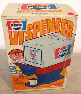 Vintage Pepsi Dispenser by Chilton Toys in original box no guarantee all parts are here. Vintage
