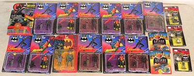 18 Batman Returns Action Figures and Diecast in original unopened package, Batcycle, Penguin. 18