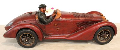 Wooden Model Car with Driver Condition: All items are sold as is without warranty or guarantee.