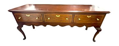 Henkel Harris queen anne buffet. Henkel Harris queen anne solid mahogany and banded three drawer