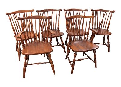 6 Henkel Harris windsor brace back dining chairs. Set of 6 Henkel Harris windsor brace back
