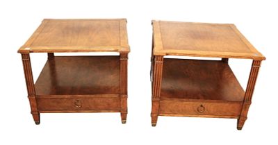 Quality pair Milling Road Baker walnut side tables. Pair of quality Milling Road Furniture by
