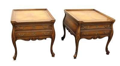 Vintage pair Weiman walnut end tables. Vintage pair of Weiman walnut one drawer end tables.