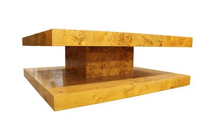 MCM cocktail table Jonathan Adler - burl exotic walnut. Mid Century Modern two tier cocktail