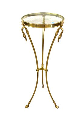 MCM LaBarge brass & Glass swan pedestal. Mid Century Modern LaBarge brass and glass swan head