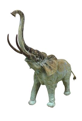 Large bronze garden elephant in original found condition. Large garden bronze elephant in