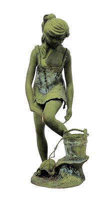 A. De Luca art nouveau bronze garden statue sculpture of woman. A. De Luca art nouveau garden