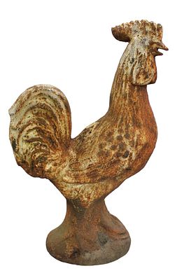 Semi antique large cast iron garden rooster. Semi antique Large cast iron garden rooster.