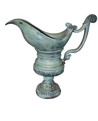 Fancy bronze garden ewer structurally sound does have patina, may need cleaned. 25"l x 10"w x