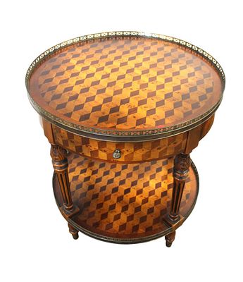 Theodore Alexander French Parquet Two Tier Table. Theodore Alexander French style parquet inlaid