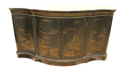 Ethan Allen Asian Decorated Buffet. Ethan Allen 4 door serpentine front Asian decorated buffet