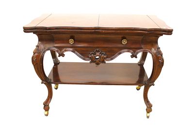 Beautiful Karges Flip Top Server. Beautiful Karges burl walnut one drawer flip top server with