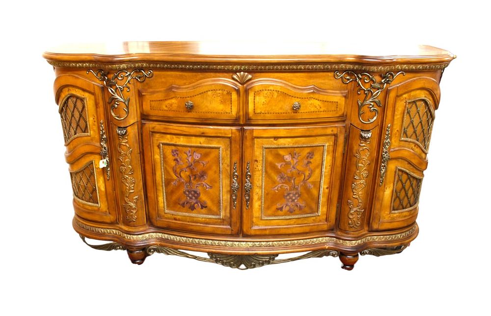 Elaborate French Inlaid Dresser, Fitted Interior, Bronze, Jewelry Drawers. Elaborate French 