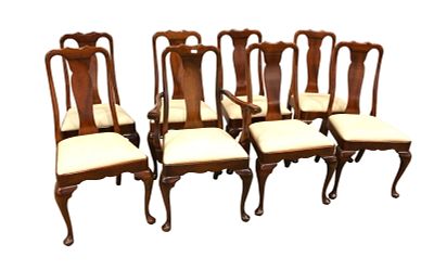 Set 8 Stickley solid cherry Queen Anne dining chairs. Set of 8 Stickley solid cherry Queen Anne 