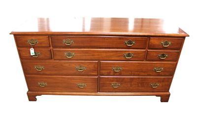 Henkel Harris solid cherry 10 drawer low dresser, original finish, structurally sound and in 