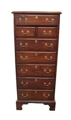 Henkel Harris solid mahogany 7 drawer lingerie chest, original finish, structurally sound and 