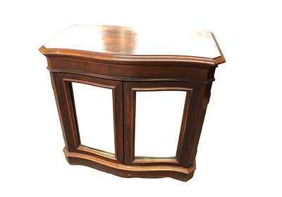Antique rosewood 2 door mirrored front music cabinet, original finish, structurally sound and 