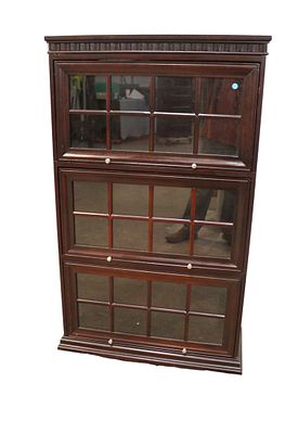 3 stack barrister style bookcase in the mahogany finish, nice size, structurally sound