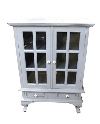Paint decorated primitive style cupboard, 2 door 2 drawer. Paint decorated 2 door 2 drawer