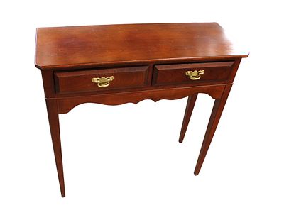 Quality solid cherry 2 drawer console table, structurally sound and in good condition, nice