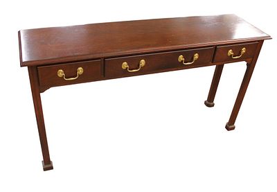 Quality solid mahogany 3 drawer console or sofa table, nice finish, structurally sound and in
