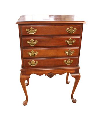 Solid cherry Queen Anne silver chest, shell carved, 4 door. Solid cherry 4 door Queen Anne