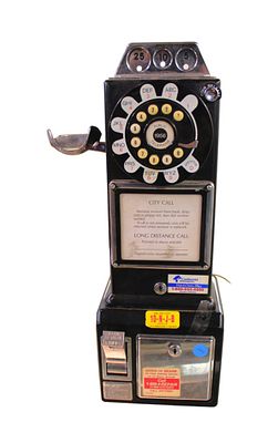 Nostalgic replica wall telephone, Thomas America Corp. classic edition, 7"w x 5 1/2"d x 19"h. Nos