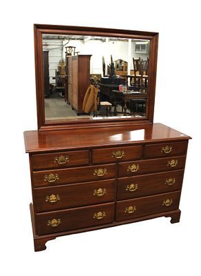 Henkel Harris Cherry Low Chest. Henkel Harris solid cherry 9 drawer low chest with original