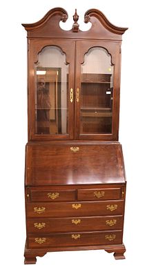 Ethan Allen Cherry Secretary Bookcase, 2pc. Beautiful Ethan Allen solid cherry traditional