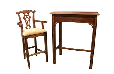 Powell High Top Tiltable Desk & Chair - Unique. Unique mahogany Powell Furniture 1 drawer