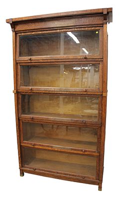 RARE model all quartersawn oak 5 stack Barrister bookcase in original found condition, nice model,.