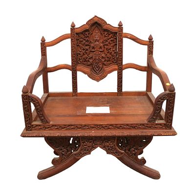 Unique Mid Century Bob Hope Teak Elephant Chair. Mid century highly carved teak elephant arm