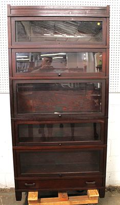Antique Mahogany 5 Stack Bookcase with Drawer. Antique 5 stack mahogany bookcase with 1 drawer