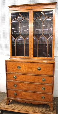 Baker Federal Secretary Bookcase - Nice Model. Baker Furniture burled walnut Federal style