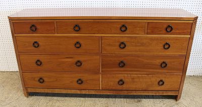 Stickley Solid Cherry Low Chest Arts & Craft Style. Stickley solid cherry 9 drawer low chest in