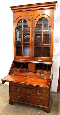 Quality Solid Chestnut Secretary Bookcase. Quality 2pc. Solid Chestnut and other secretary with