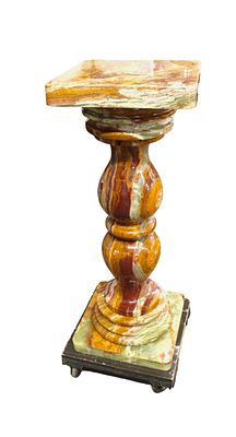 Vintage Onyx Pedestal (5 Sections). Vintage 5 section onyx pedestal in the green and brown