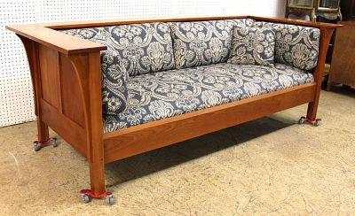 Stickley Even Arm Paneled Mission Sofa - Solid Cherry. Stickley solid cherry even arm paneled