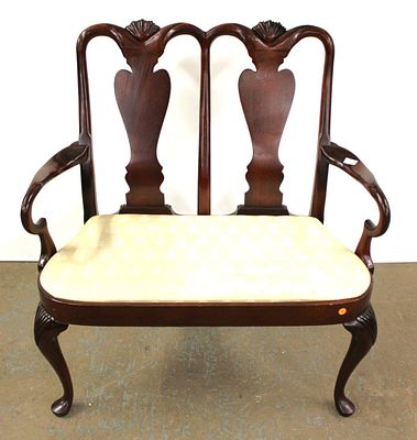 Nice Hickory Chair Queen Anne Scroll Arm Settee. Nice Hickory Chair Co. solid mahogany queen