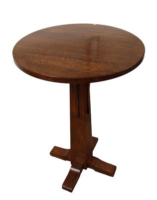 Stickley mission oak 30" round high top pub style table, original finish, in good condition