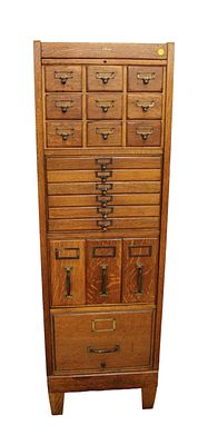 Very nice antique Macey quartersawn oak multi drawer, paneled sides, index document filing