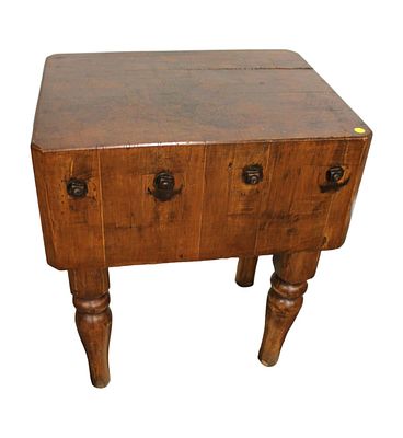 Antique butcher block, nice size, in good condition, structurally sound, 24"x 18"d x 29"h. Antiq